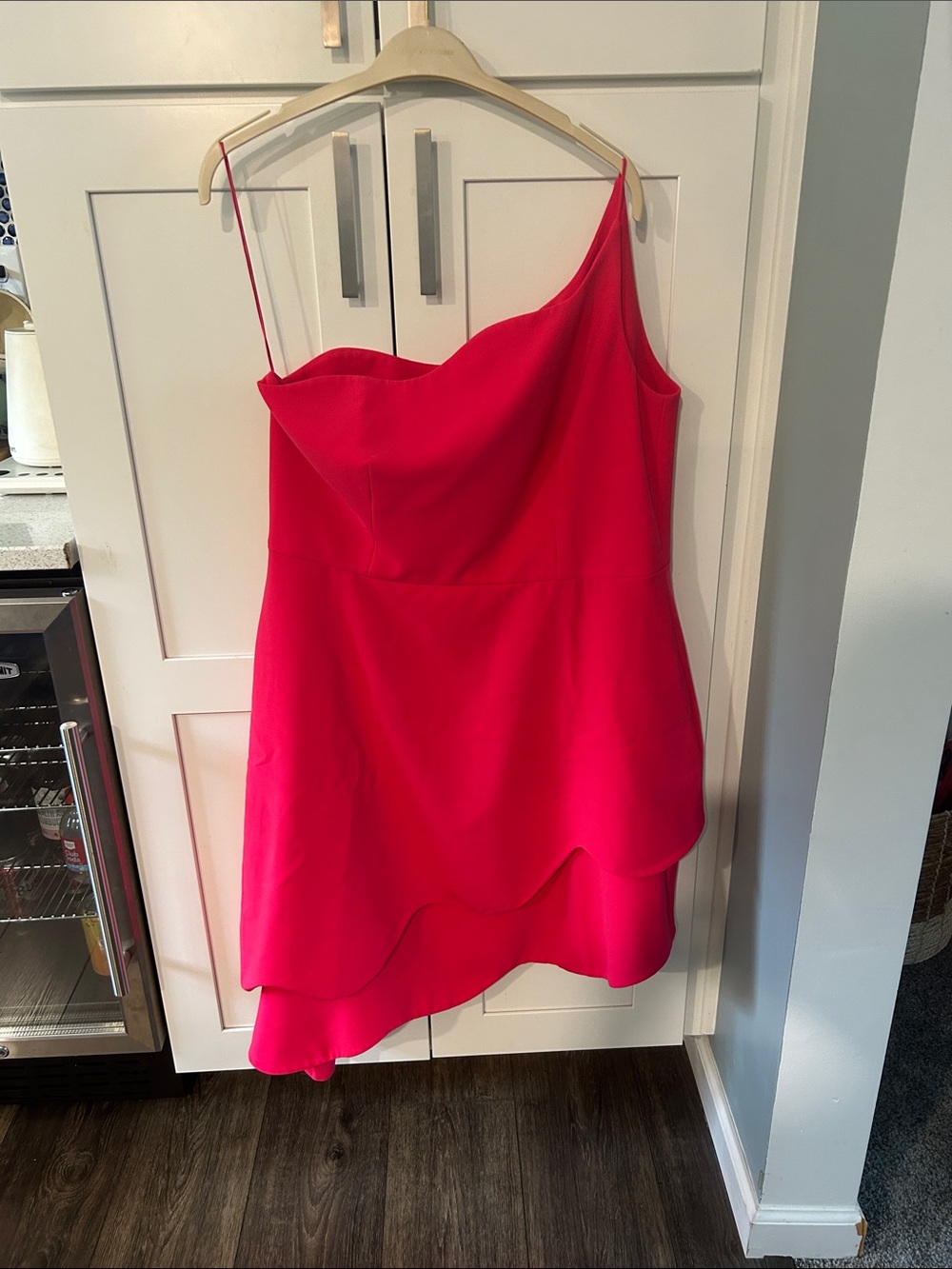 Christian Siriano One-Shoulder Hot Pink Cocktail Dress